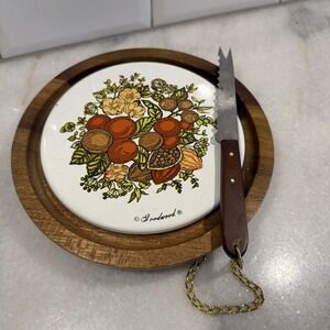 Vintage Goodwood Spice of Life Wood Serving Platter W/attached Knife ES0001‎